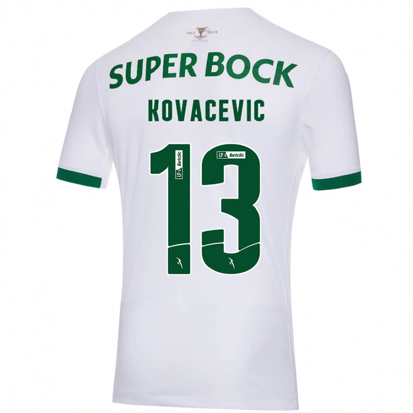 Danxen Mujer Camiseta Vladan Kovacevic #13 Blanco Verde 2ª Equipación 2024/25 La Camisa