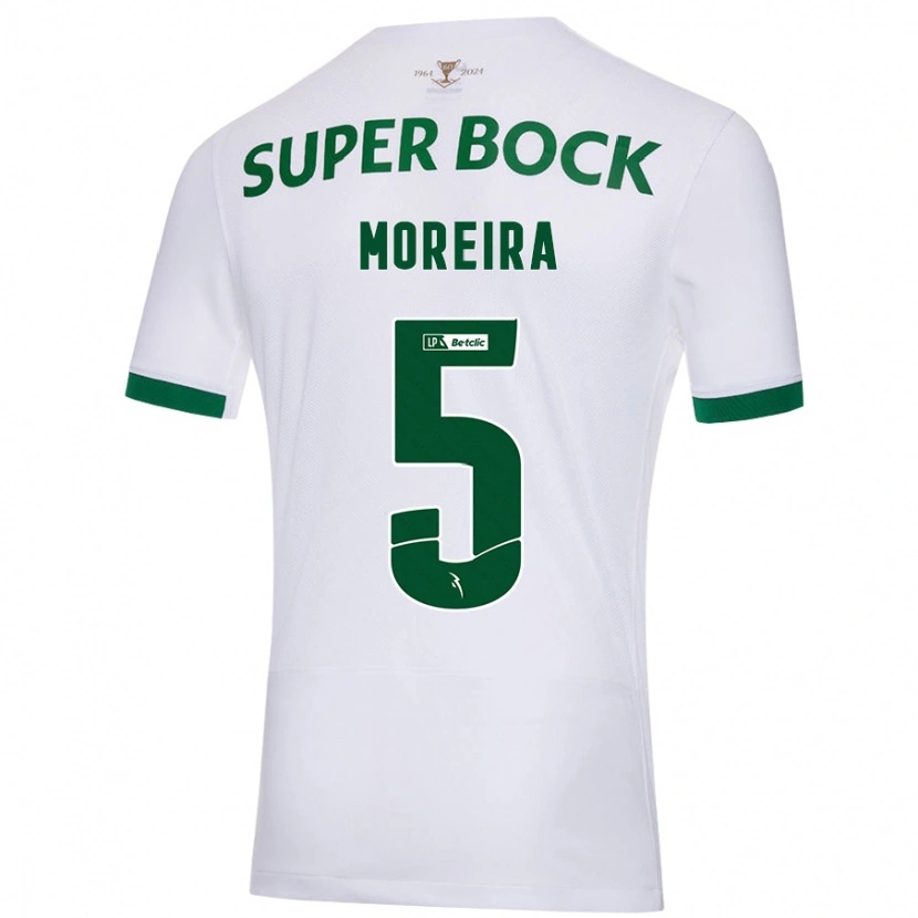 Danxen Mujer Camiseta David Moreira #5 Blanco Verde 2ª Equipación 2024/25 La Camisa