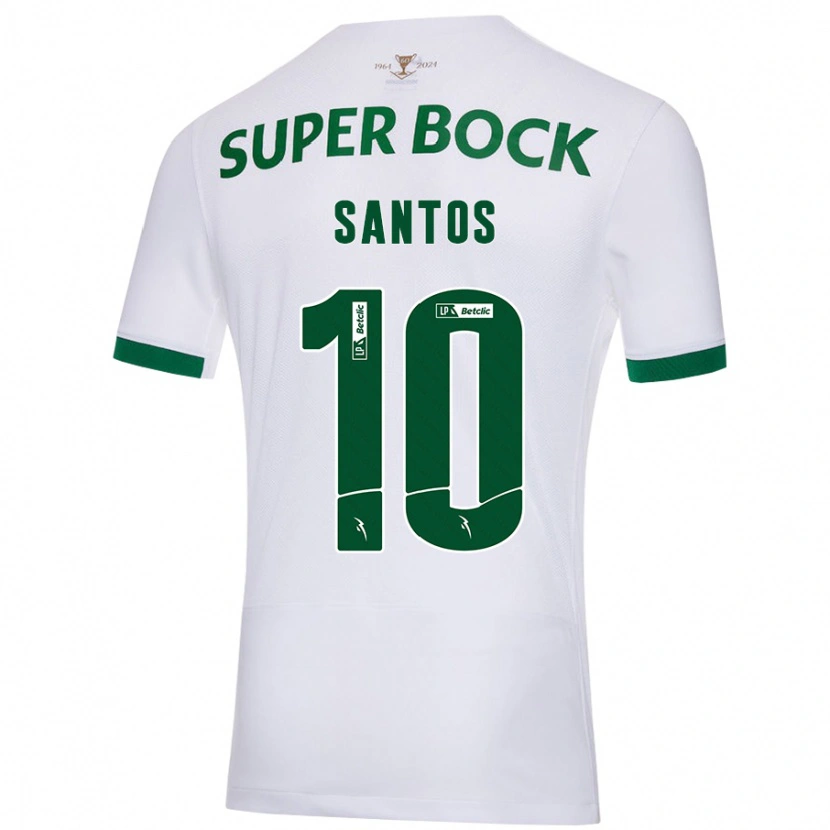 Danxen Mujer Camiseta Guilherme Santos #10 Blanco Verde 2ª Equipación 2024/25 La Camisa