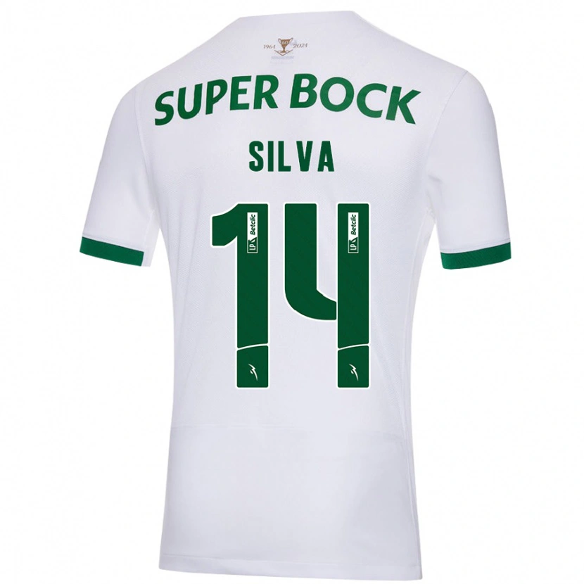 Danxen Mujer Camiseta Guilherme Silva #14 Blanco Verde 2ª Equipación 2024/25 La Camisa