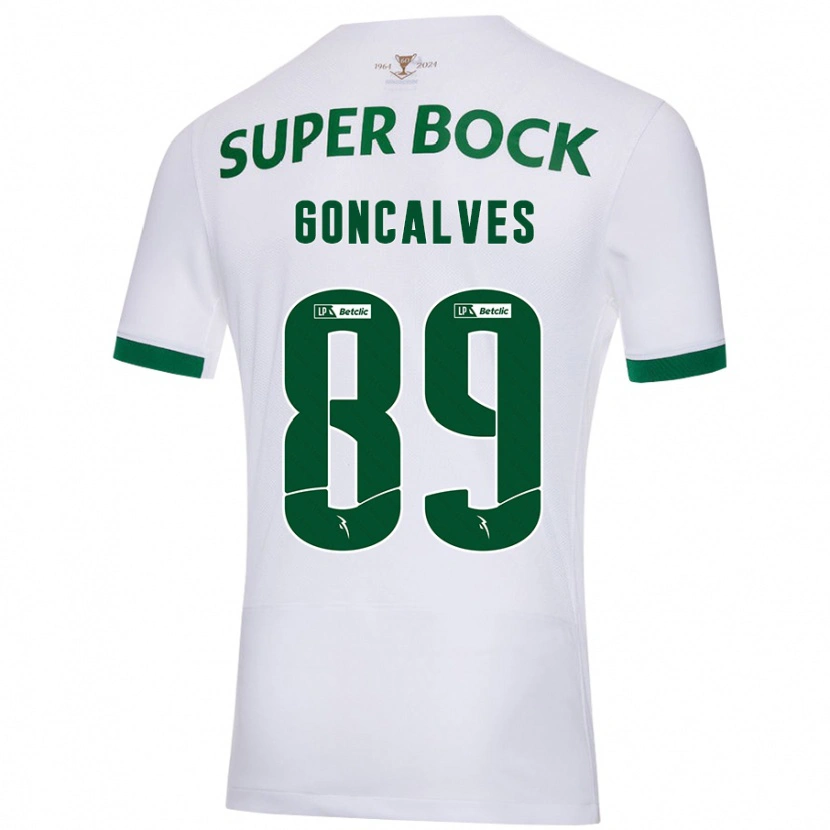 Danxen Mujer Camiseta André Gonçalves #89 Blanco Verde 2ª Equipación 2024/25 La Camisa
