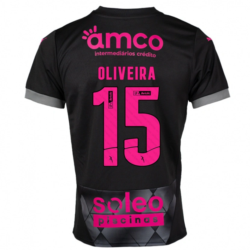 Danxen Mujer Camiseta Paulo Oliveira #15 Negro Rosa 2ª Equipación 2024/25 La Camisa