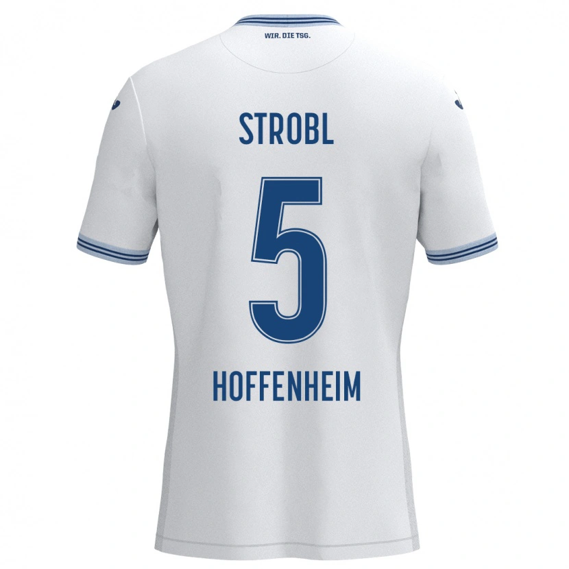 Danxen Mujer Camiseta Lars Strobl #5 Blanco Azul 2ª Equipación 2024/25 La Camisa