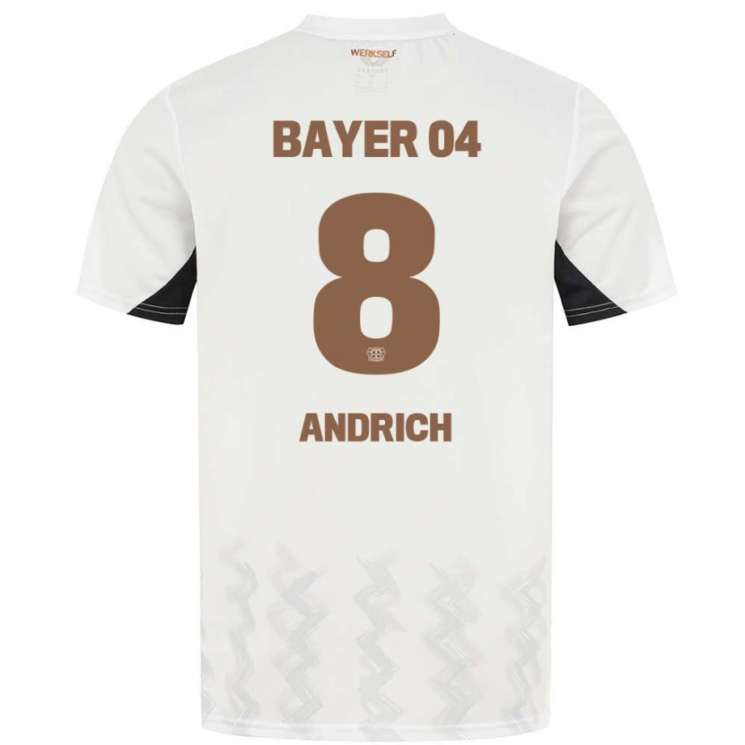 Danxen Mujer Camiseta Robert Andrich #8 Blanco Negro 2ª Equipación 2024/25 La Camisa