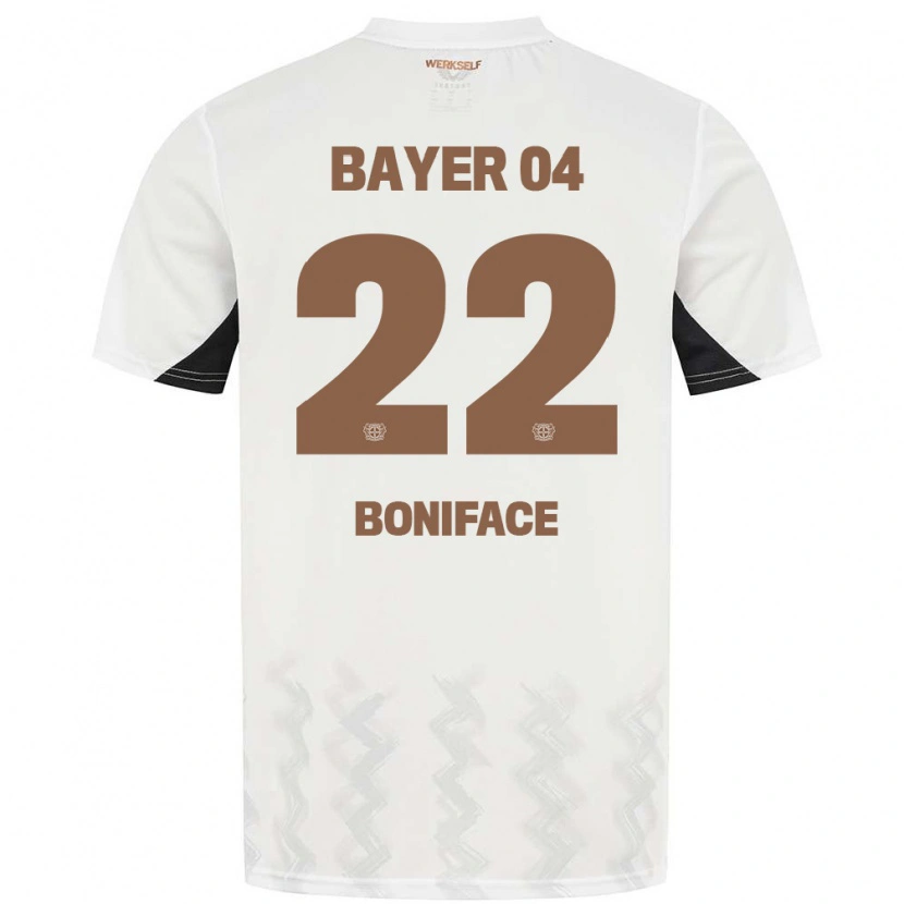 Danxen Mujer Camiseta Victor Boniface #22 Blanco Negro 2ª Equipación 2024/25 La Camisa