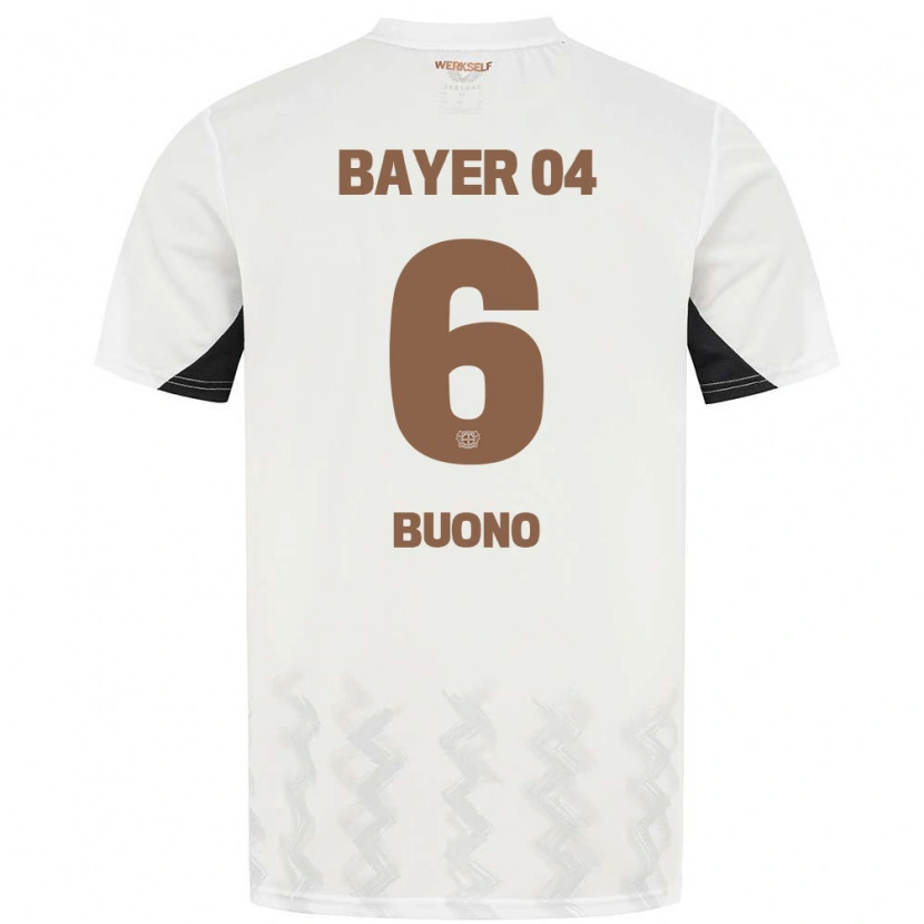 Danxen Mujer Camiseta Francesco Buono #6 Blanco Negro 2ª Equipación 2024/25 La Camisa