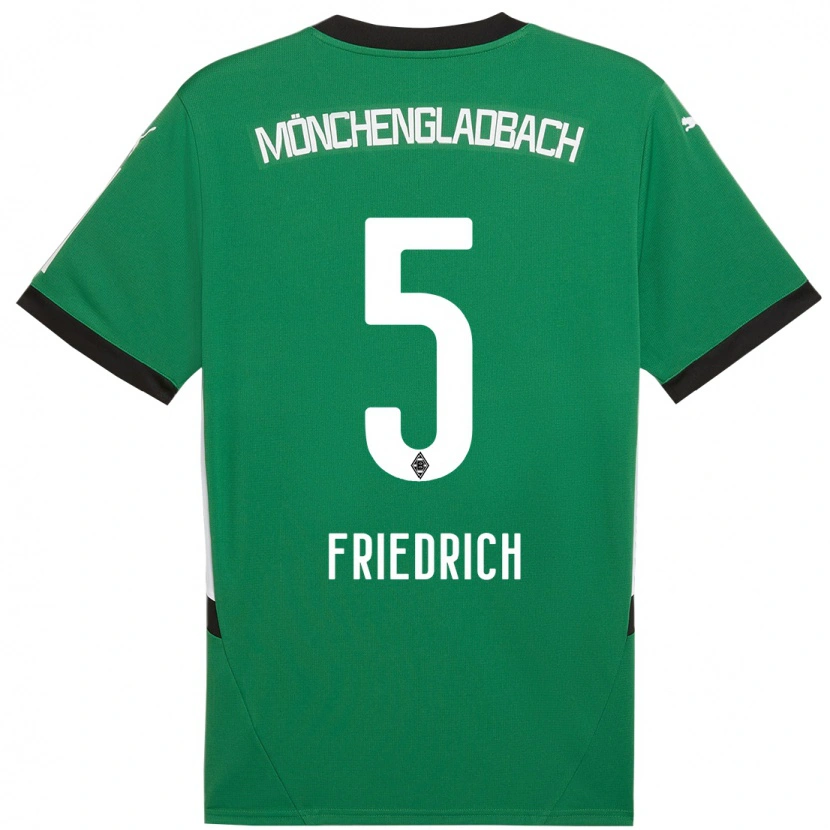 Danxen Mujer Camiseta Marvin Friedrich #5 Verde Blanco 2ª Equipación 2024/25 La Camisa
