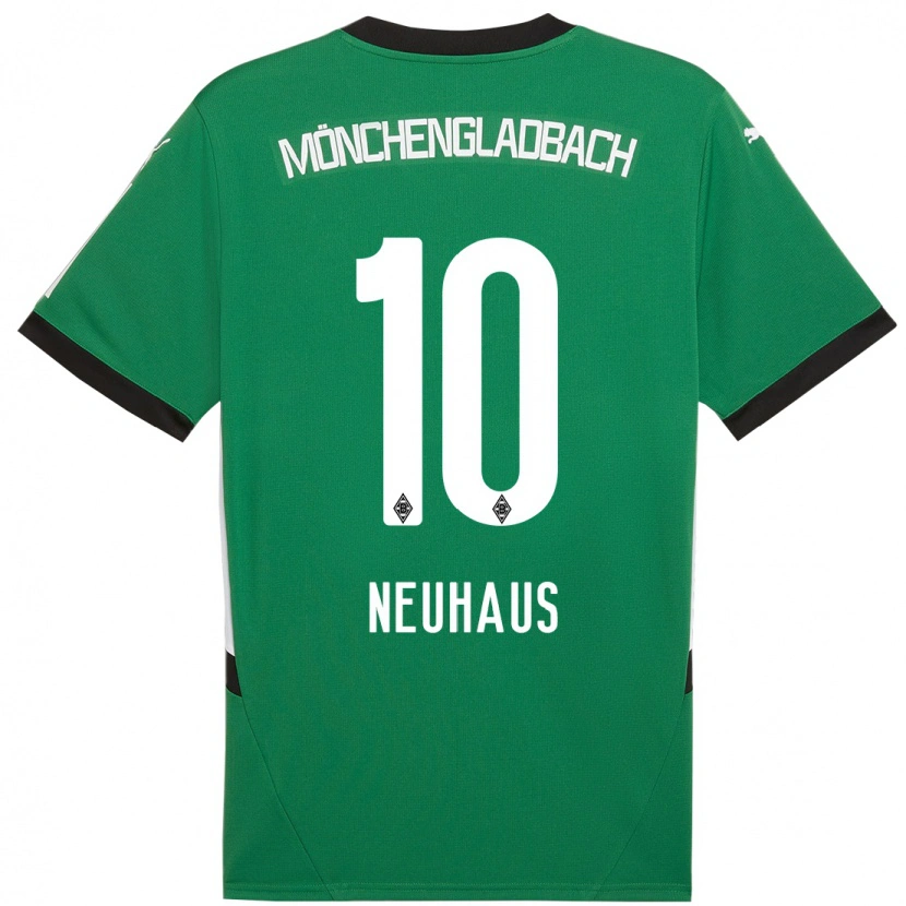 Danxen Mujer Camiseta Florian Neuhaus #10 Verde Blanco 2ª Equipación 2024/25 La Camisa