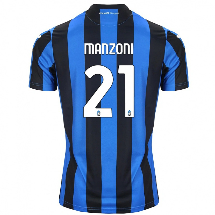 Danxen Niño Camiseta Alberto Manzoni #21 Azul Negro 1ª Equipación 2024/25 La Camisa