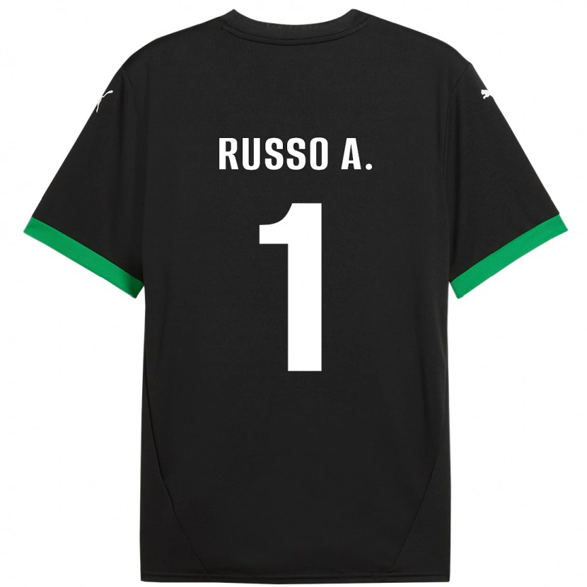 Danxen Niño Camiseta Alessandro Russo #1 Negro Verde Oscuro 1ª Equipación 2024/25 La Camisa