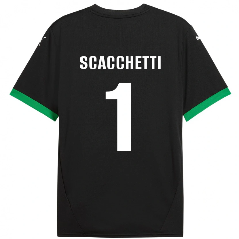 Danxen Niño Camiseta Alessandro Scacchetti #1 Negro Verde Oscuro 1ª Equipación 2024/25 La Camisa