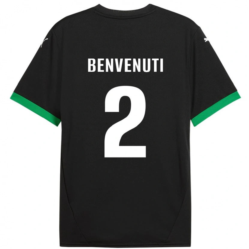 Danxen Niño Camiseta Giacomo Benvenuti #2 Negro Verde Oscuro 1ª Equipación 2024/25 La Camisa