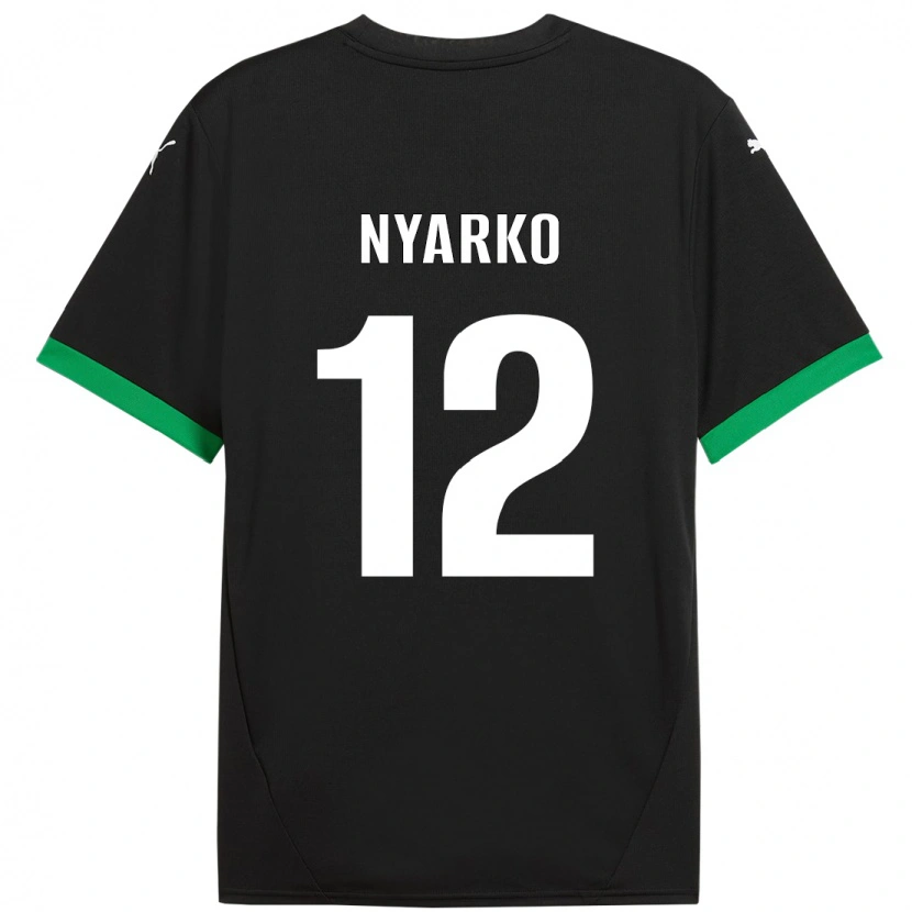 Danxen Niño Camiseta Lorenzo Nyarko #12 Negro Verde Oscuro 1ª Equipación 2024/25 La Camisa