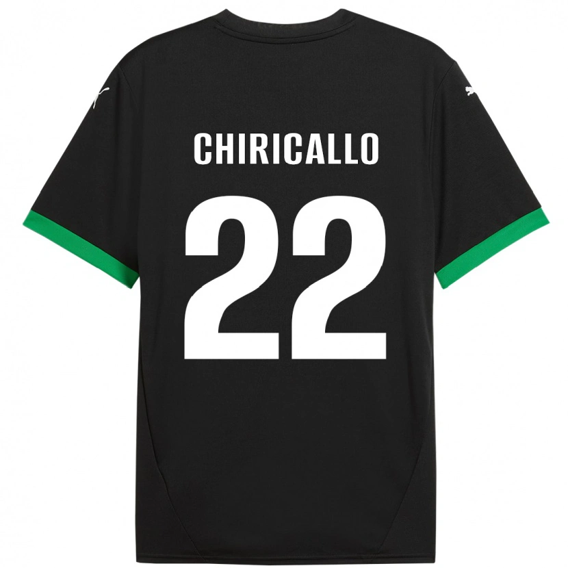 Danxen Niño Camiseta Giovanni Chiricallo #22 Negro Verde Oscuro 1ª Equipación 2024/25 La Camisa