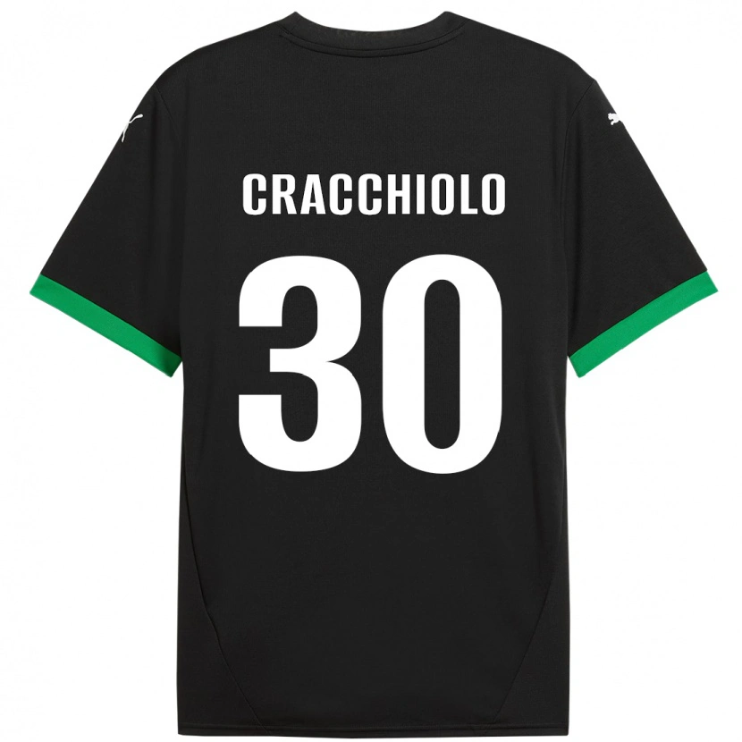 Danxen Niño Camiseta Leonardo Cracchiolo #30 Negro Verde Oscuro 1ª Equipación 2024/25 La Camisa