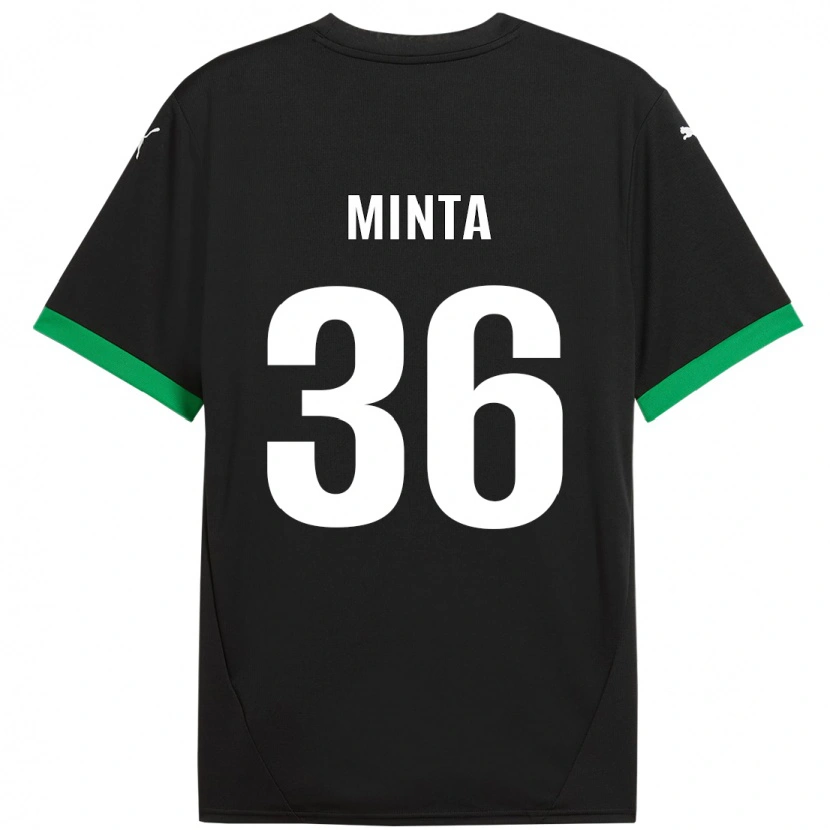 Danxen Niño Camiseta Amoako Minta #36 Negro Verde Oscuro 1ª Equipación 2024/25 La Camisa