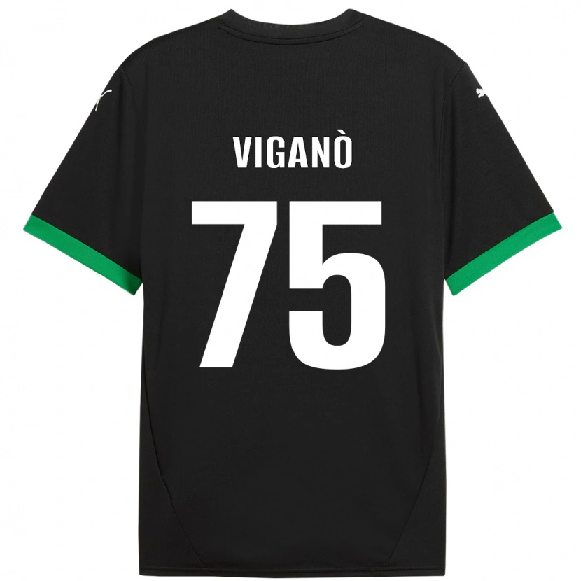 Danxen Niño Camiseta Lorenzo Viganò #75 Negro Verde Oscuro 1ª Equipación 2024/25 La Camisa