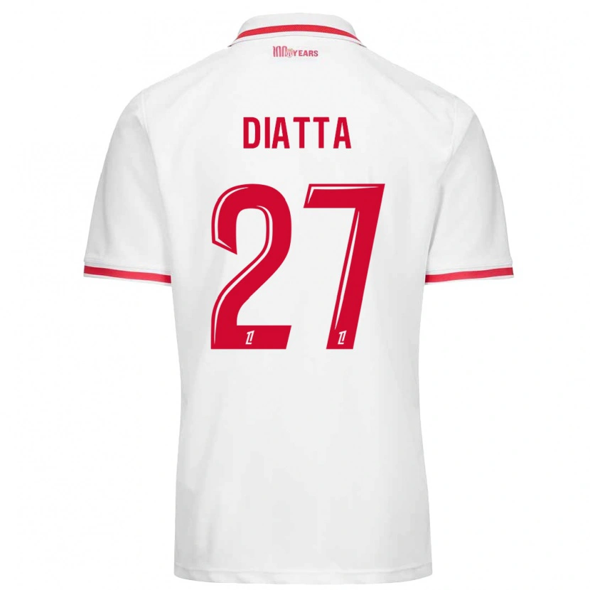 Danxen Niño Camiseta Krépin Diatta #27 Blanco Rojo 1ª Equipación 2024/25 La Camisa