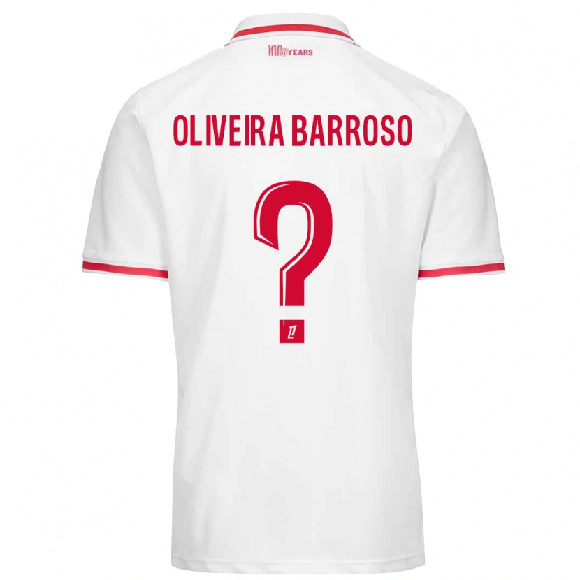 Danxen Niño Camiseta Mickael Oliveira Barroso #0 Blanco Rojo 1ª Equipación 2024/25 La Camisa
