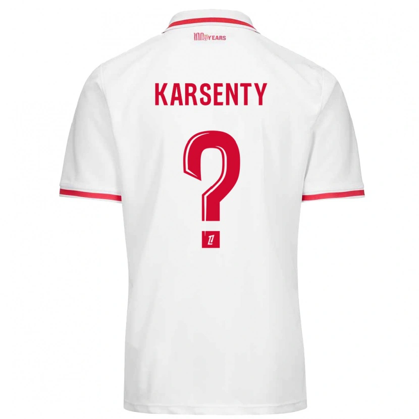 Danxen Niño Camiseta Kylian Karsenty #0 Blanco Rojo 1ª Equipación 2024/25 La Camisa