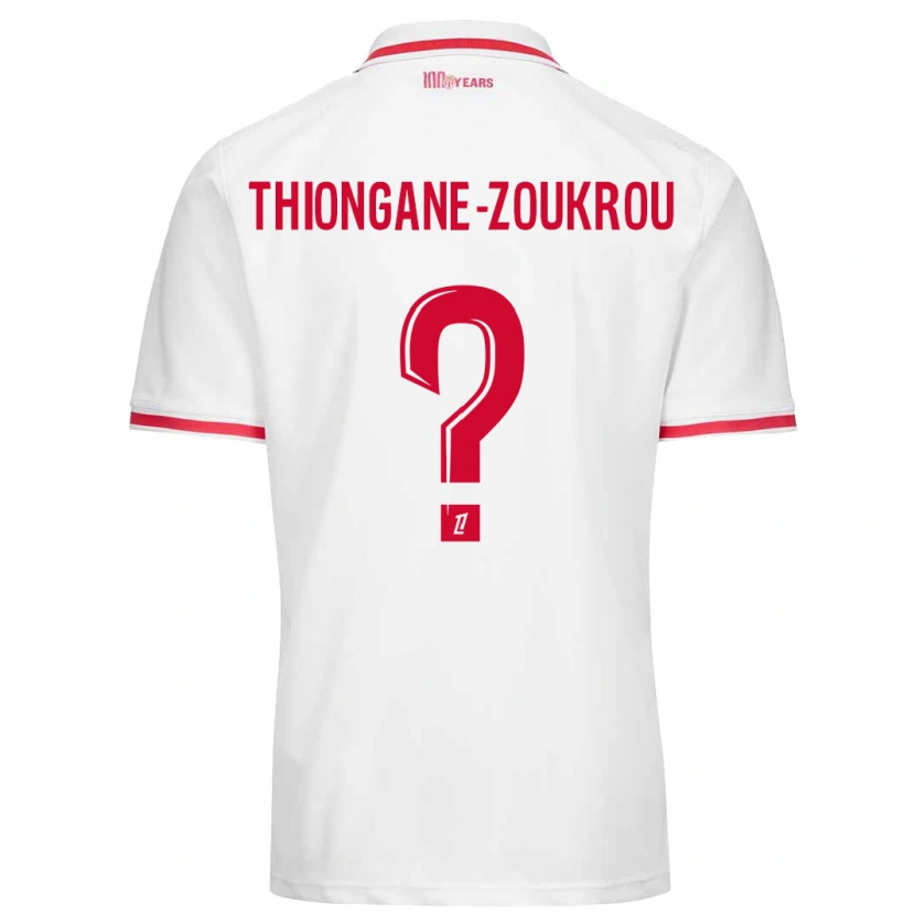 Danxen Niño Camiseta Ackah-Tidiane Thiongane-Zoukrou #0 Blanco Rojo 1ª Equipación 2024/25 La Camisa
