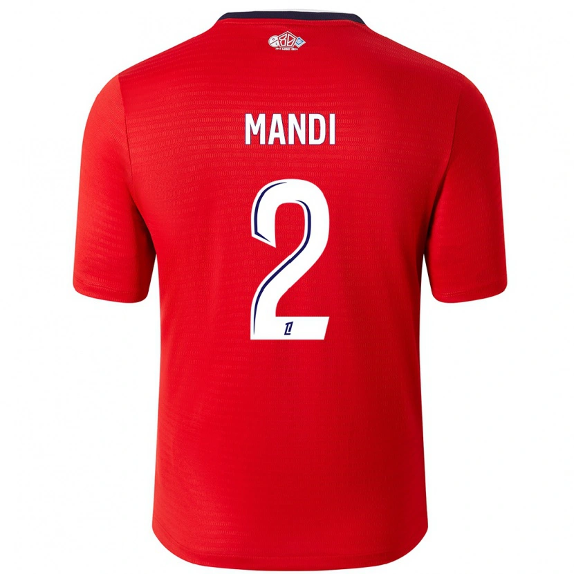 Danxen Niño Camiseta Aïssa Mandi #2 Rojo Blanco 1ª Equipación 2024/25 La Camisa