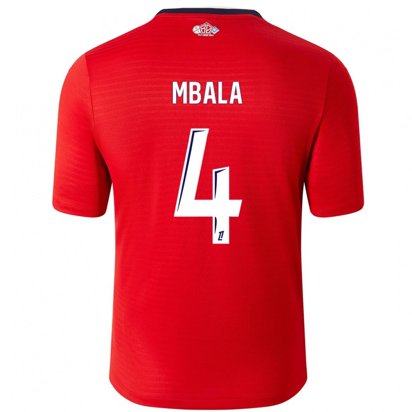 Danxen Niño Camiseta Olivia Mbala #4 Rojo Blanco 1ª Equipación 2024/25 La Camisa