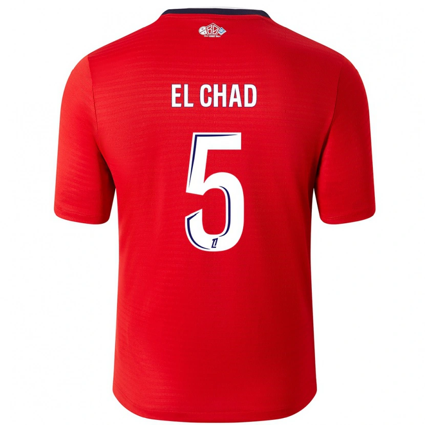 Danxen Niño Camiseta Nesryne El Chad #5 Rojo Blanco 1ª Equipación 2024/25 La Camisa