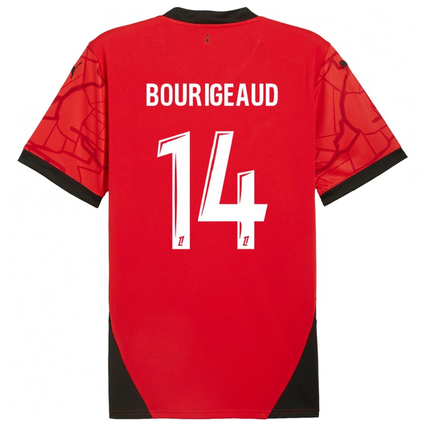 Danxen Niño Camiseta Benjamin Bourigeaud #14 Rojo Negro 1ª Equipación 2024/25 La Camisa