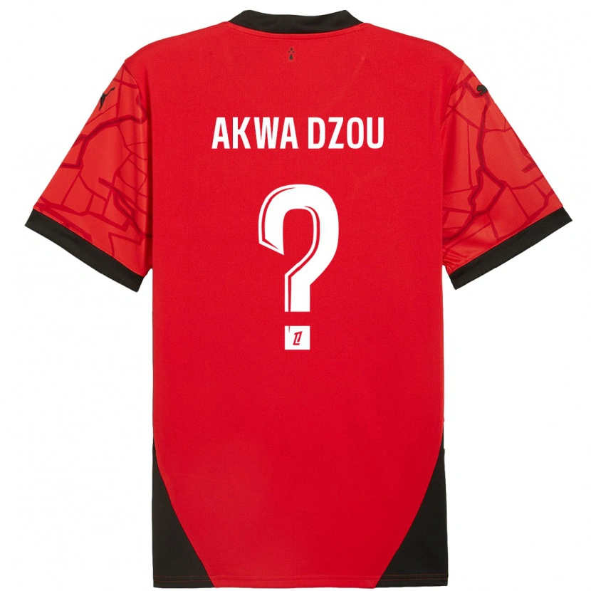 Danxen Niño Camiseta Yoan Akwa Dzou #0 Rojo Negro 1ª Equipación 2024/25 La Camisa
