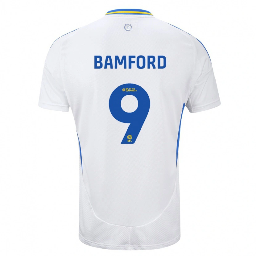 Danxen Niño Camiseta Patrick Bamford #9 Blanco Azul 1ª Equipación 2024/25 La Camisa