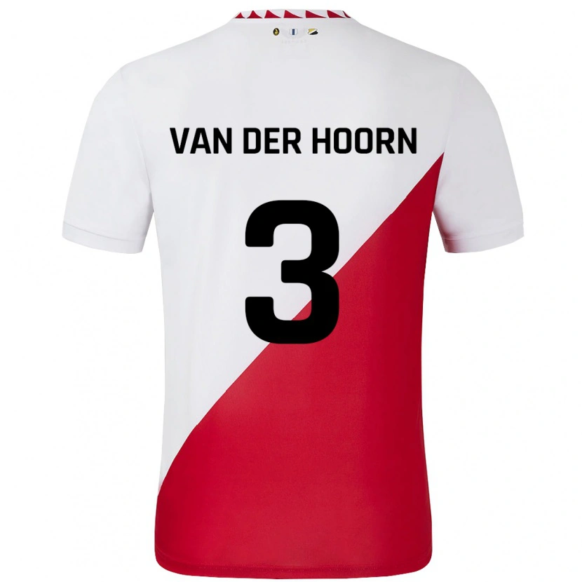 Danxen Niño Camiseta Mike Van Der Hoorn #3 Blanco Rojo 1ª Equipación 2024/25 La Camisa
