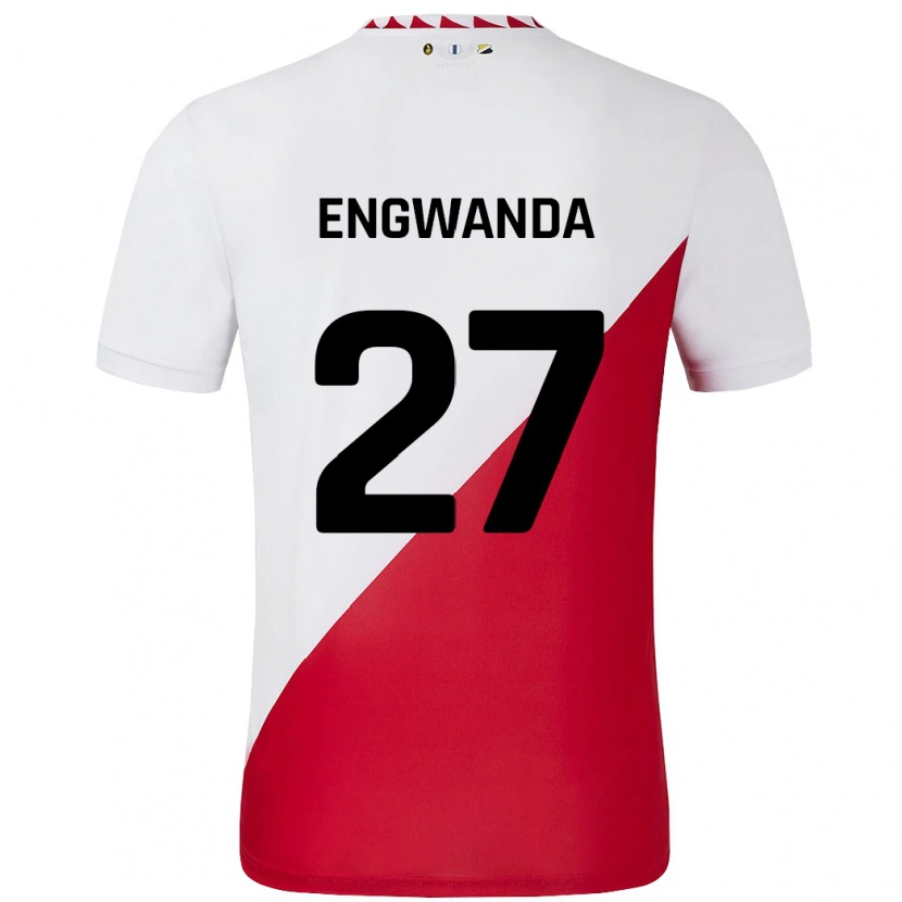 Danxen Niño Camiseta Alonzo Engwanda #27 Blanco Rojo 1ª Equipación 2024/25 La Camisa