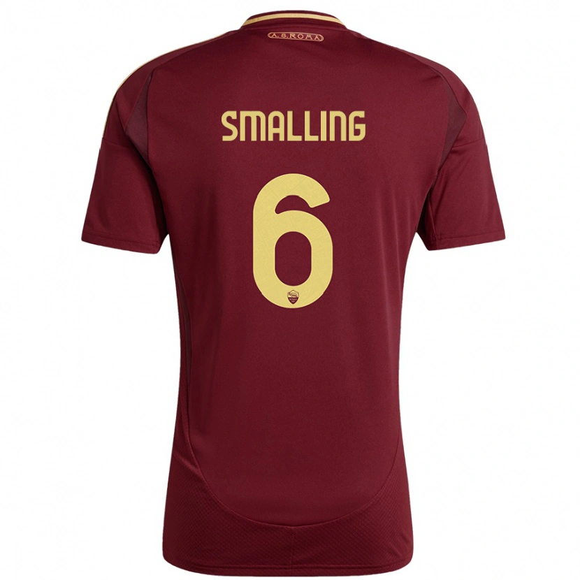 Danxen Niño Camiseta Chris Smalling #6 Rojo Marrón Dorado 1ª Equipación 2024/25 La Camisa