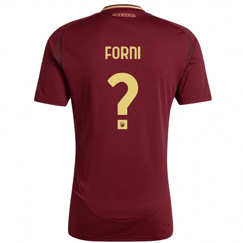 Danxen Niño Camiseta Matteo Forni #0 Rojo Marrón Dorado 1ª Equipación 2024/25 La Camisa