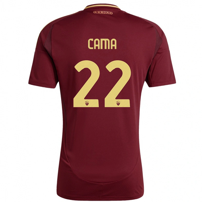 Danxen Niño Camiseta Cristian Cama #22 Rojo Marrón Dorado 1ª Equipación 2024/25 La Camisa