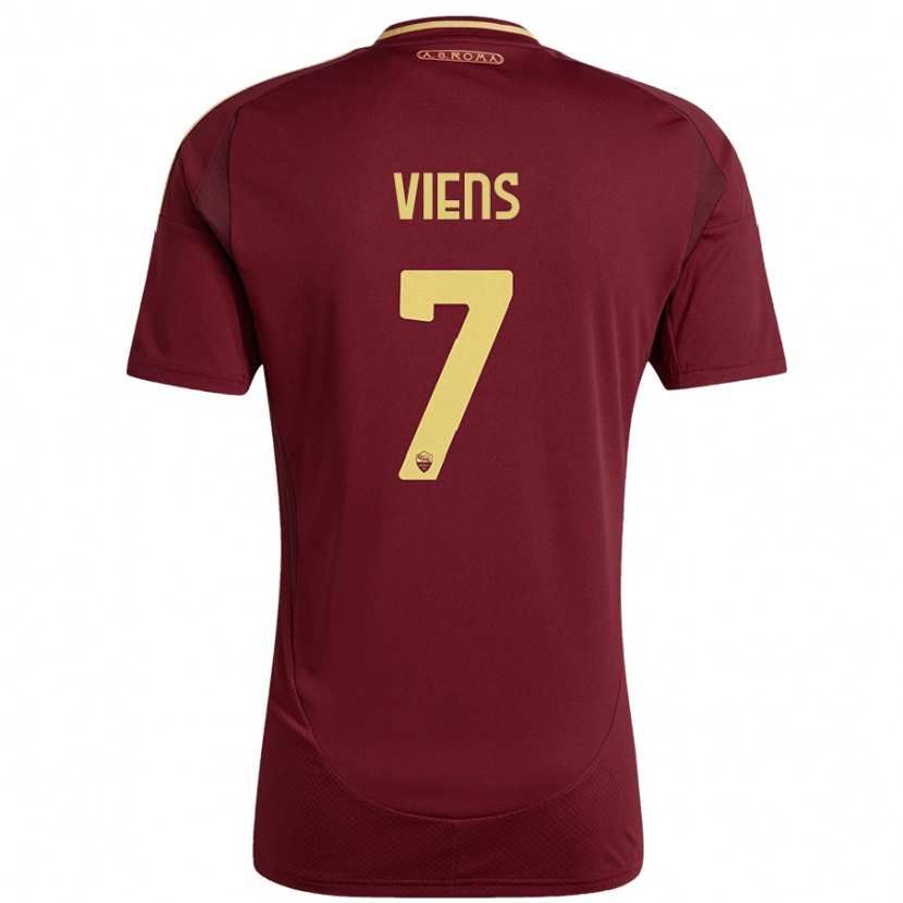 Danxen Niño Camiseta Evelyne Viens #7 Rojo Marrón Dorado 1ª Equipación 2024/25 La Camisa