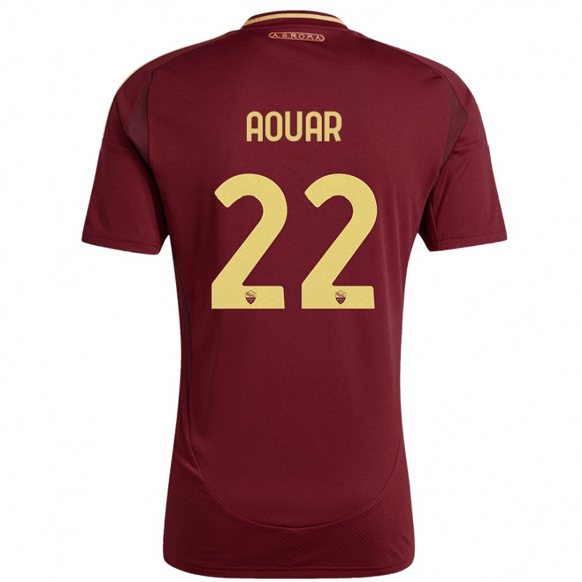 Danxen Niño Camiseta Houssem Aouar #22 Rojo Marrón Dorado 1ª Equipación 2024/25 La Camisa