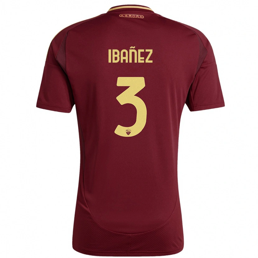 Danxen Niño Camiseta Roger Ibanez #3 Rojo Marrón Dorado 1ª Equipación 2024/25 La Camisa