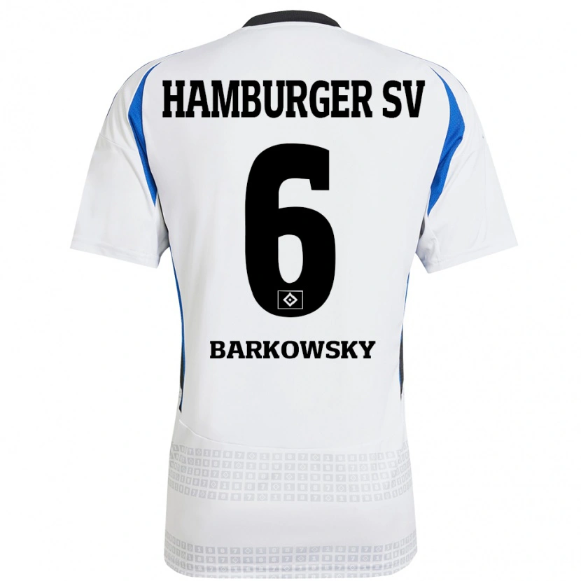 Danxen Niño Camiseta Finn Barkowsky #6 Blanco Azul 1ª Equipación 2024/25 La Camisa