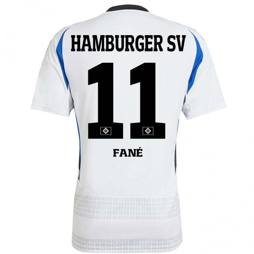 Danxen Niño Camiseta Sidi Fané #11 Blanco Azul 1ª Equipación 2024/25 La Camisa