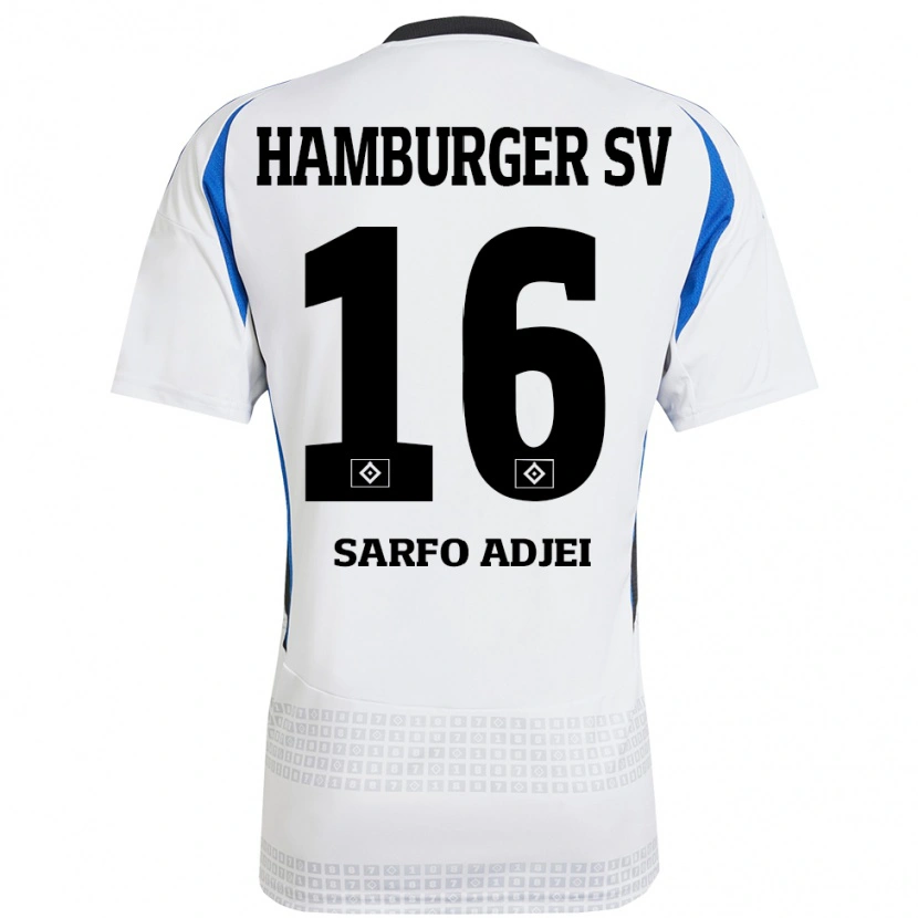 Danxen Niño Camiseta Maximilian Sarfo-Adjei #16 Blanco Azul 1ª Equipación 2024/25 La Camisa