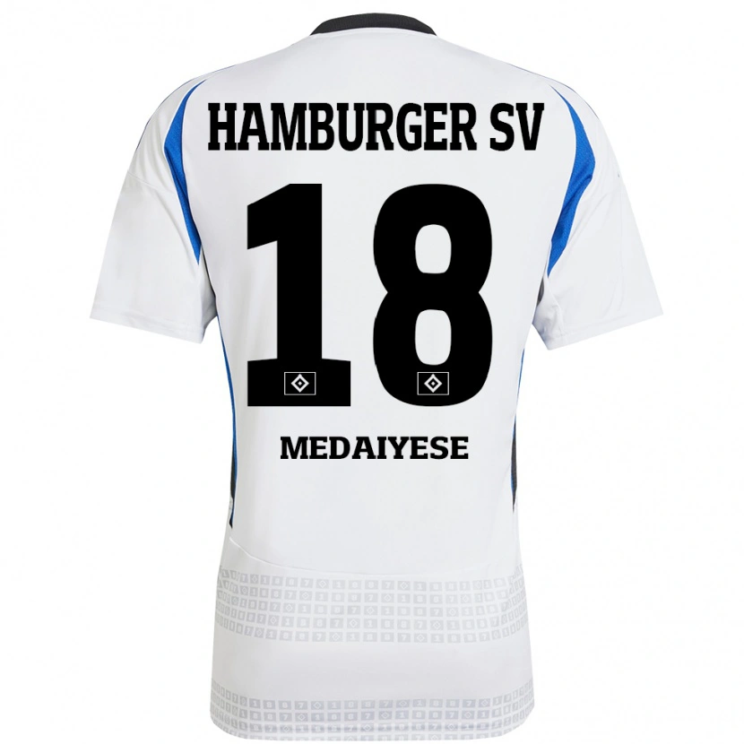Danxen Niño Camiseta Olamide Medaiyese #18 Blanco Azul 1ª Equipación 2024/25 La Camisa