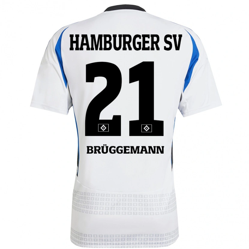 Danxen Niño Camiseta William Brüggemann #21 Blanco Azul 1ª Equipación 2024/25 La Camisa