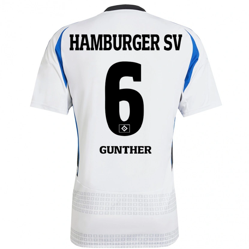 Danxen Niño Camiseta Hannah Günther #6 Blanco Azul 1ª Equipación 2024/25 La Camisa