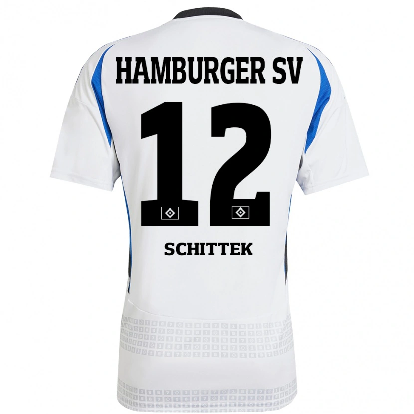 Danxen Niño Camiseta Irma Schittek #12 Blanco Azul 1ª Equipación 2024/25 La Camisa