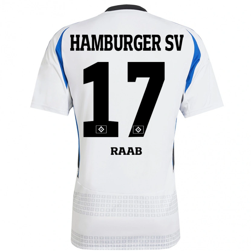 Danxen Niño Camiseta Lotte Raab #17 Blanco Azul 1ª Equipación 2024/25 La Camisa