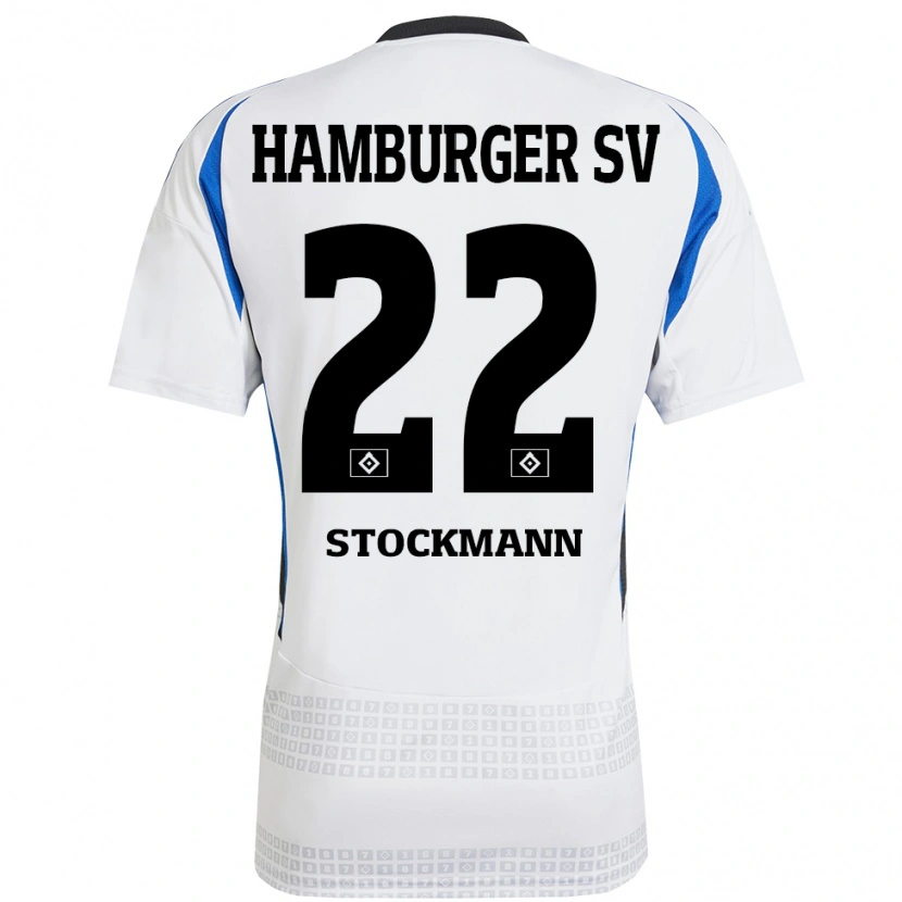 Danxen Niño Camiseta Sarah Stöckmann #22 Blanco Azul 1ª Equipación 2024/25 La Camisa