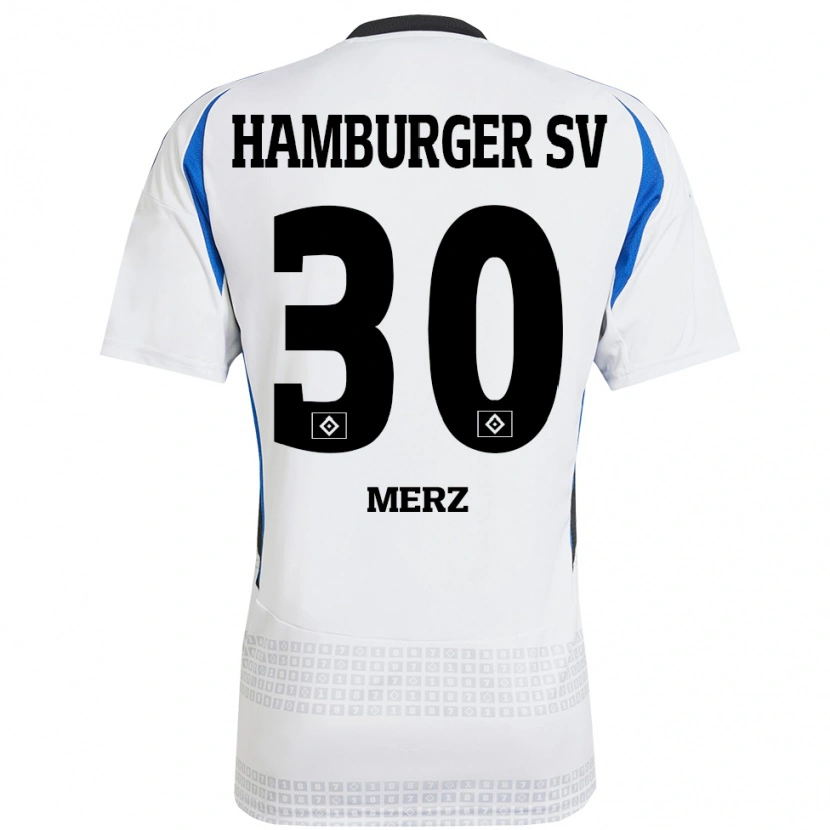 Danxen Niño Camiseta Selma Merz #30 Blanco Azul 1ª Equipación 2024/25 La Camisa