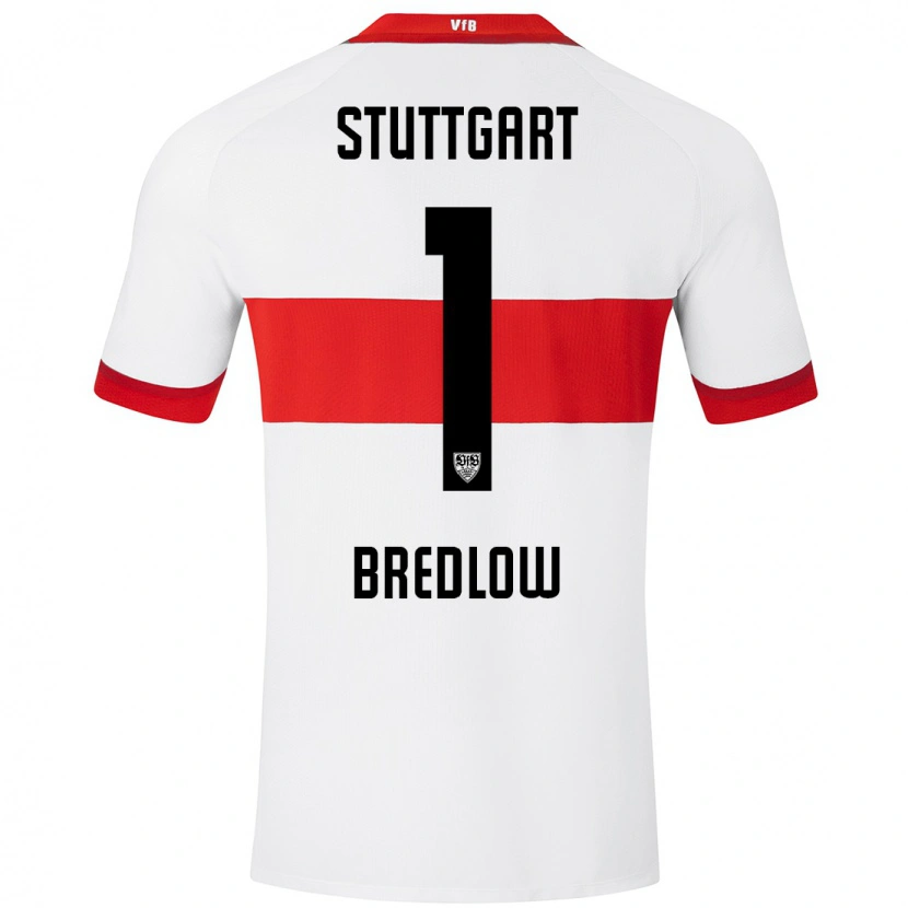 Danxen Niño Camiseta Fabian Bredlow #1 Blanco Rojo 1ª Equipación 2024/25 La Camisa
